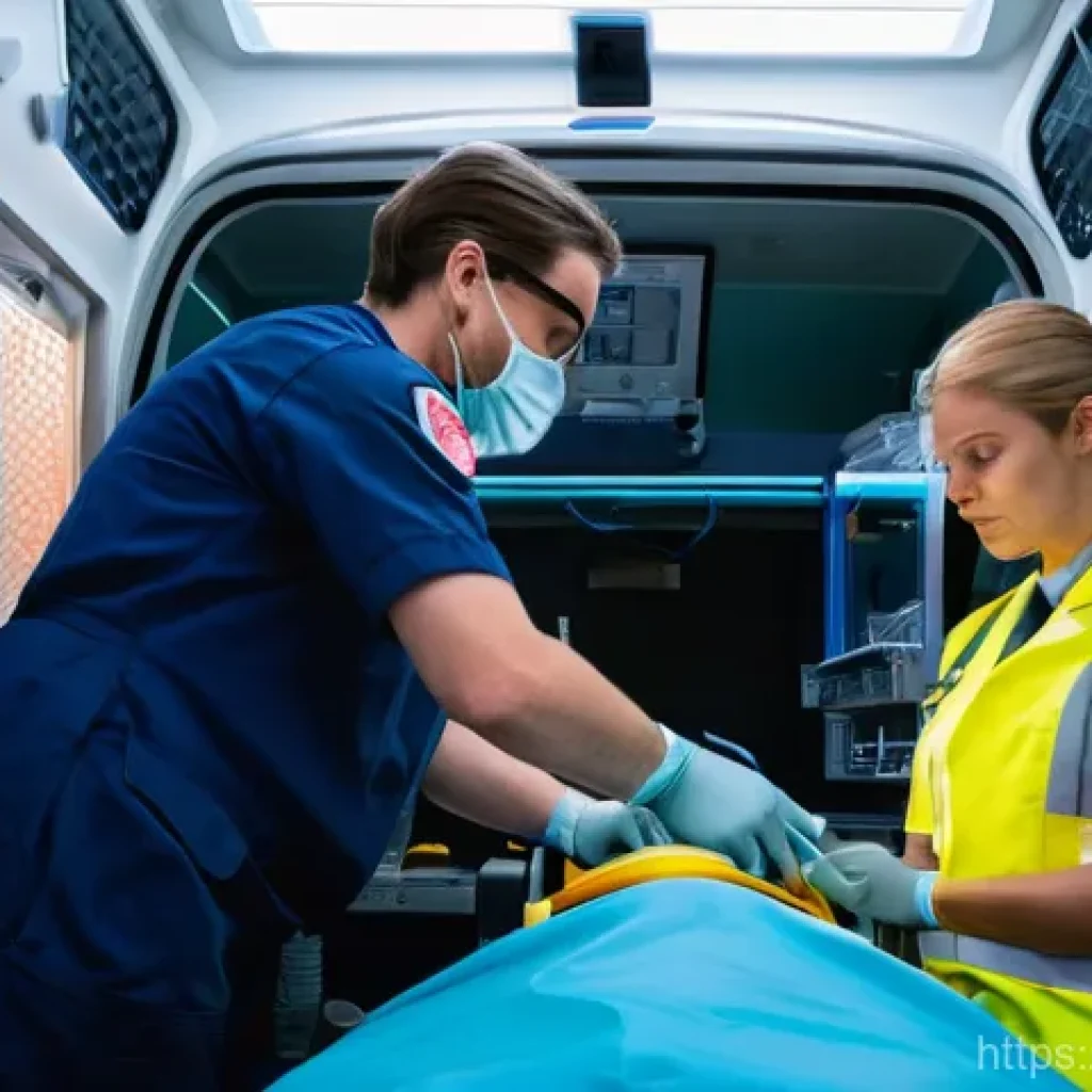 응급구조사 연봉 협상 팁 - A focused and highly skilled 1st-class Emergency Medical Technician (EMT) in a modern, well-equipped...