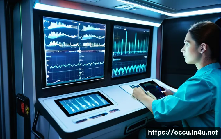 응급구조사와 의료 데이터 활용 - **"Golden Hour Real-time Data Analysis in an Ambulance"**: A male and a female paramedic, both in th...
