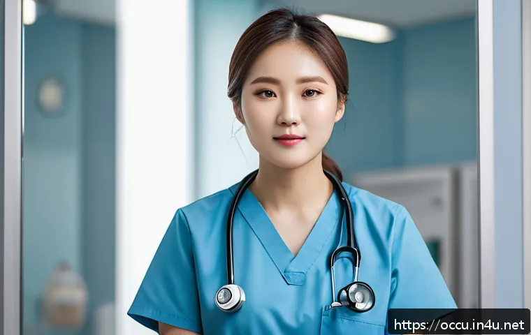 응급구조사 인성면접 준비 - A confident emergency medical technician (EMT) candidate practicing interview skills in front of a m...