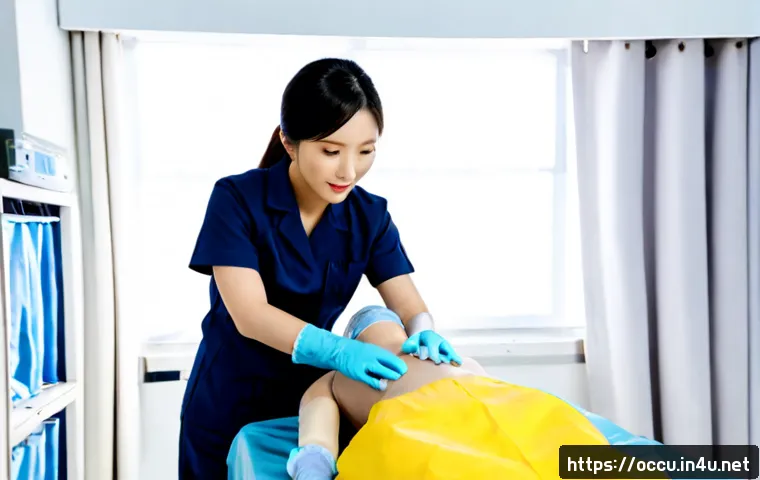 응급구조사 실무 교육 - Photorealistic emergency medical technician practical training in a bright clinical simulation room,...